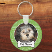 Dog Bone en Polka Dot Pet Photo Lijst Sleutelhanger (Voorkant)