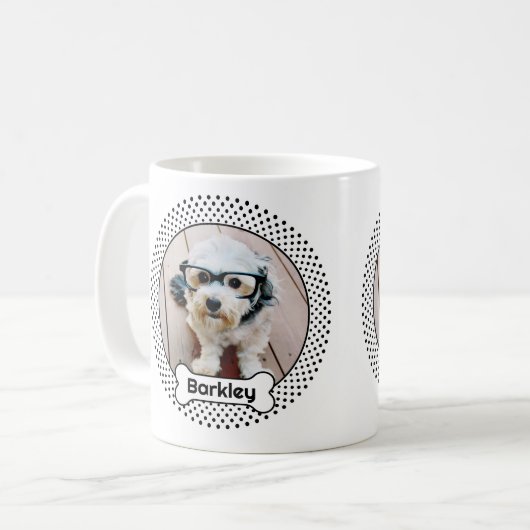 Dog Bone en Polka Dot Pet Photo Lijst - Wit Koffiemok (Voorkant links)
