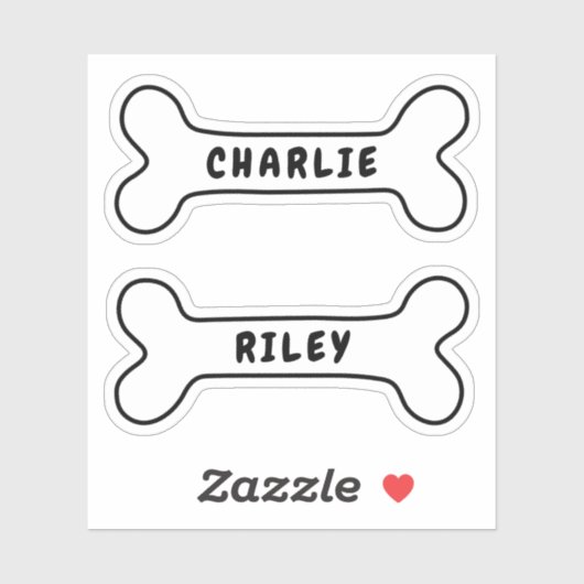 Dog bone gepersonaliseerde naam stickers (Vel)