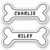 Dog bone gepersonaliseerde naam stickers (Voorkant)