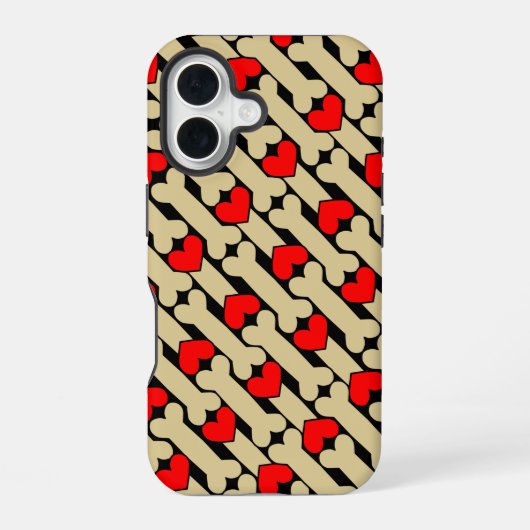 Dog Bone Hearts iPhone 16 Hoesje (Achterkant)