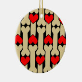 Dog Bone Hearts Keramisch Ornament (Rechts)
