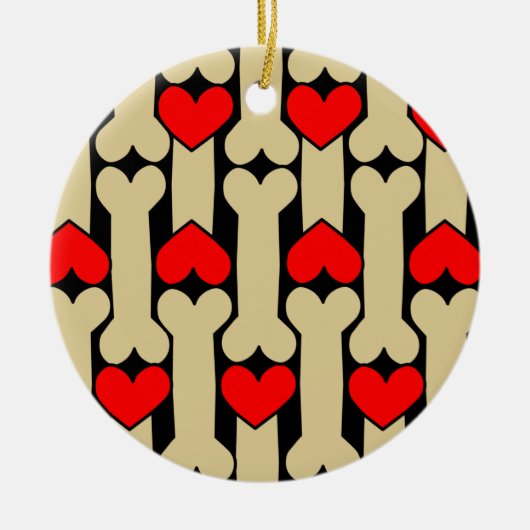 Dog Bone Hearts Keramisch Ornament (Voorkant)