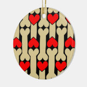 Dog Bone Hearts Keramisch Ornament (Links)