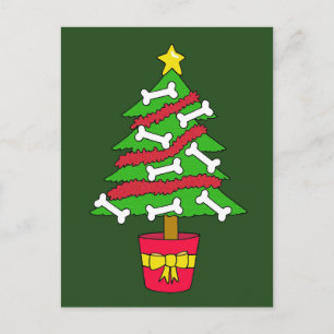 Dog Bone Kerstboom Cartoon Feestdagenkaart