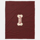 Dog Bone met Maroon Red en Dog's Name Fleece Deken (Voorkant)