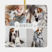 Dog Bone Modern Four Photo Pet Collage Keramisch Ornament (Voorkant)