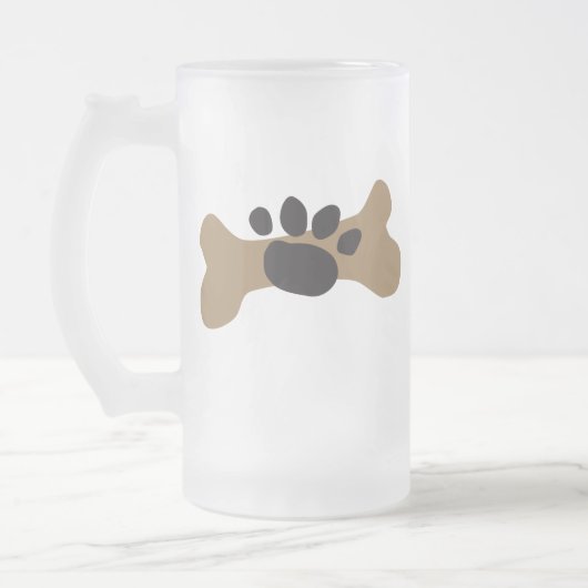 Dog Bone & Paw Print Matglas Bierpul (Links)