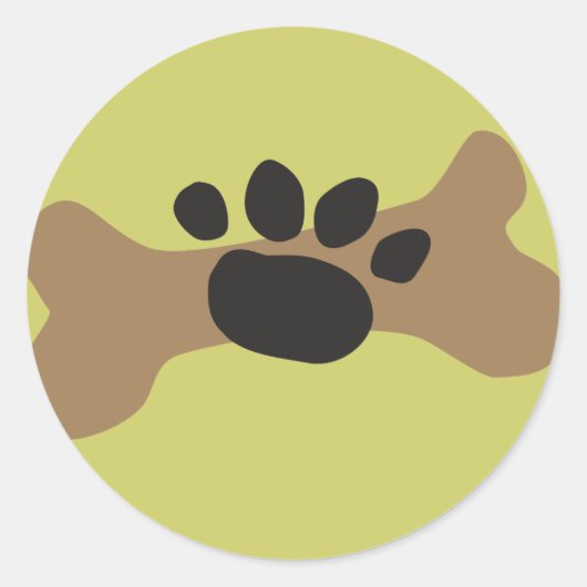 Dog Bone & Paw Print Ronde Sticker (Voorkant)