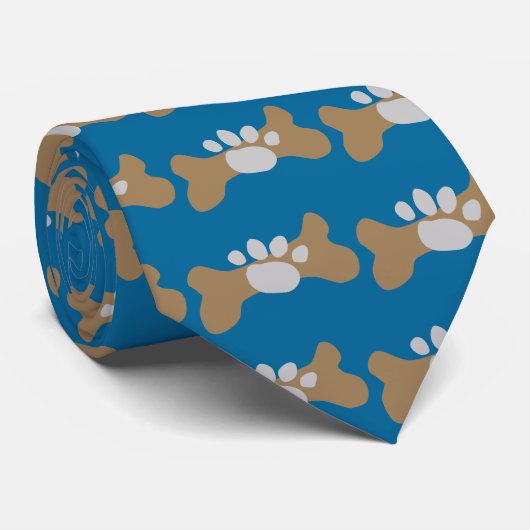 Dog Bone & Paw Print Stropdas (Opgerold)
