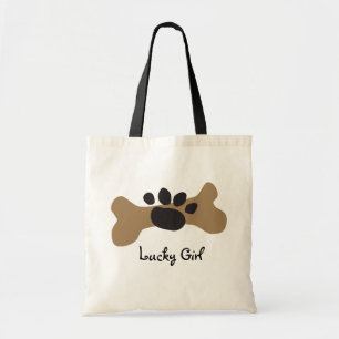 Dog Bone & Paw Print Tote Bag