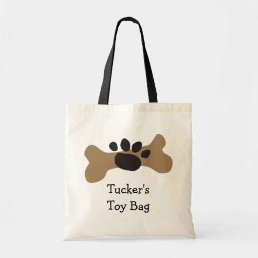 Dog Bone & Paw Print Tote Bag (Voorkant)