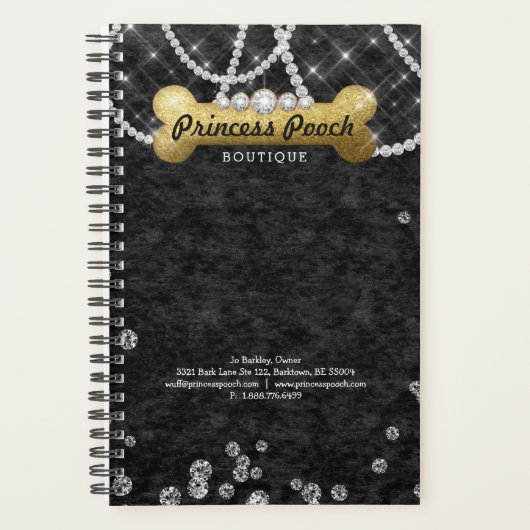 Dog Bone Vet Groomer Crush Velvet Gold Appointment Planner (Voorkant)