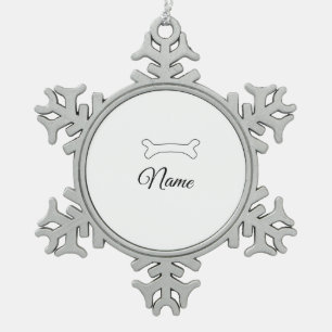 Dog bone voeg hondennaam foto aangepaste gepersona tin sneeuwvlok ornament