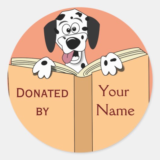 Dog Book Donation Stickers Personalised Name Text (Voorkant)