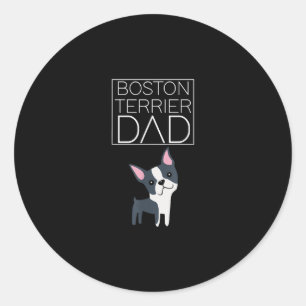 Dog Boston Terrier Dad Mannen I Love Cute Funny Ronde Sticker