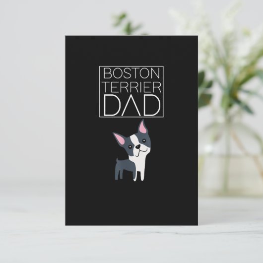 Dog Boston Terrier Dad Mannen I Love Cute Funny RSVP Kaartje (Staand voorkant)
