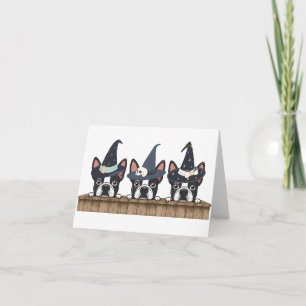 Dog Boston Terrier Halloween Fun Gevouwen Note Kaa Notitiekaartje