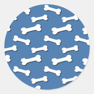 Dog Botten Pattern Blue Background V05 Ronde Sticker