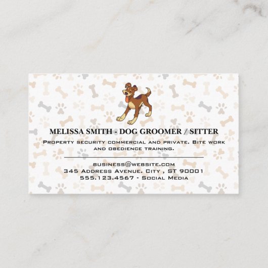 Dog Botten Paws Pattern | Happy Doggie | QR-code Visitekaartje (Achterkant)