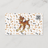 Dog Botten Paws Pattern | Happy Doggie | QR-code Visitekaartje (Voorkant)