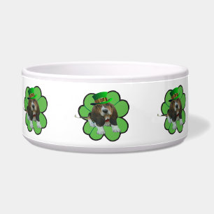 Dog Bowl Basset Hound St Patrick's Clover Voerbakje