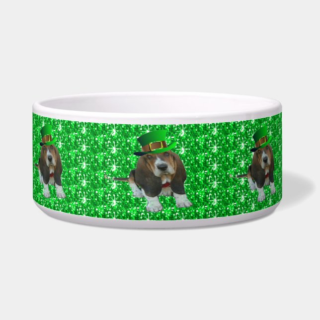 Dog Bowl Basset Hound St Patrick's Voerbakje (Links)