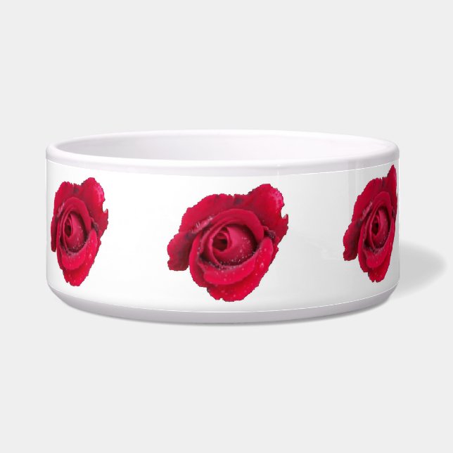 Dog Bowl Beauful Red Rose Voerbakje (Voorkant)