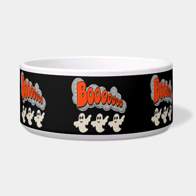 Dog Bowl Boo Ghosts Voerbakje (Voorkant)