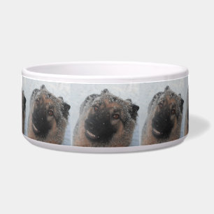Dog Bowl German Shepherd in the Snow glimlachen Voerbakje
