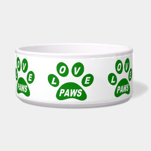 Dog Bowl Love Paws on Paws Green Voerbakje