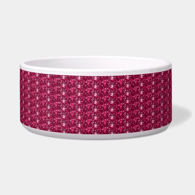 Dog Bowl Maroon Glitter Voerbakje (Voorkant)