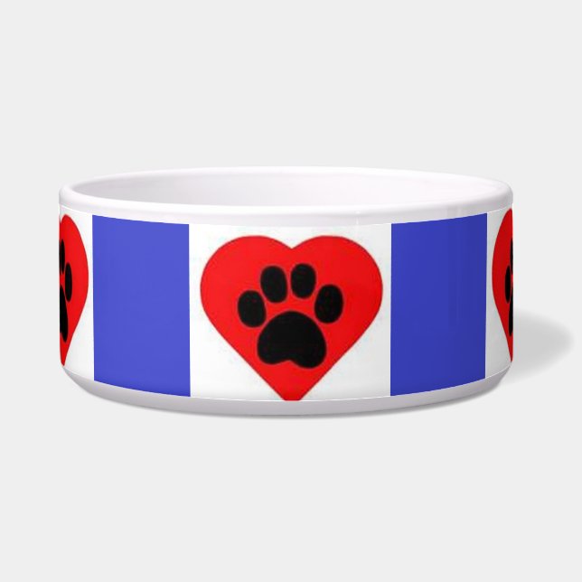 Dog Bowl Paw Heart Voerbakje (Voorkant)