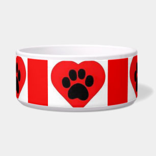 Dog Bowl Red Paw Heart Voerbakje