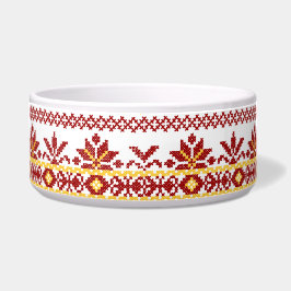 Dog Bowl Ukraine Cross Stitch Red Voerbakje