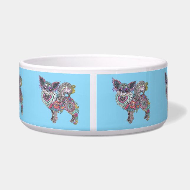 Dog Bowl with chihuahua artwork Voerbakje (Achterkant)