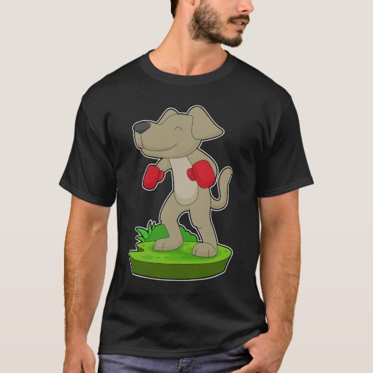 Dog Boxer Bokshandschoenen Boksen T-shirt (Voorkant)
