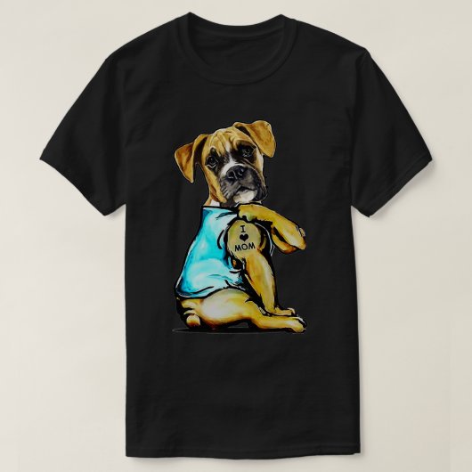 Dog Boxer Dog Tattoo I Love Mam Moederdag Lover T-shirt (Design voorkant)
