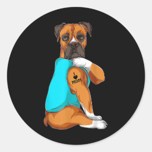 Dog Boxer I Love Mam Tattoo Apparel Dog Mam Gifts Ronde Sticker