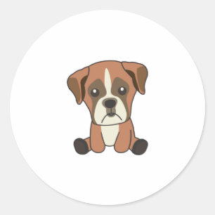 Dog Boxer Puppy Sweet Dogs for Kids Dog Friend Ronde Sticker