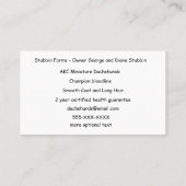 Dog Breeder Dachshund-Visitekaartjes Visitekaartje (Achterkant)