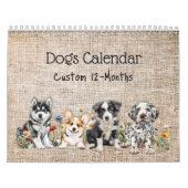 Dog Breeds in Wildflowers 12-Month Custom Year Kalender (Hoes)