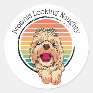 Dog Brownie zien Naughty Ronde Sticker