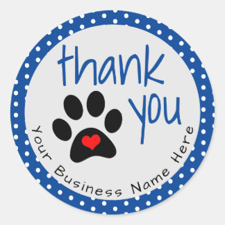 Dog Business | Blauw bedankt voor je winkeltickers Ronde Sticker