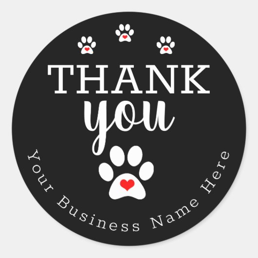 Dog Business, Dog Paw Print Dank u Stickers (Voorkant)