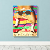 Dog Butt met zonnebril Canvas Afdruk (Insitu (Houten vloer))