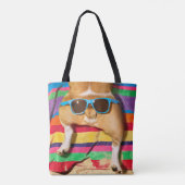 Dog Butt met zonnebril Tote Bag (Achterkant)