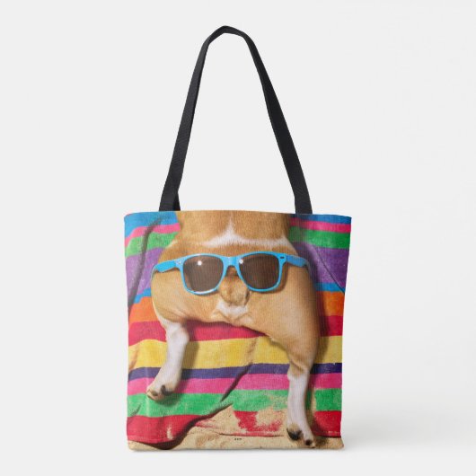 Dog Butt met zonnebril Tote Bag (Achterkant)