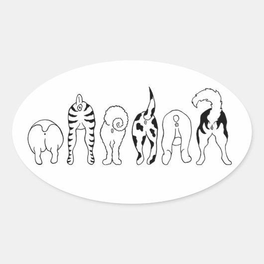 Dog Butts Ovale Sticker (Voorkant)