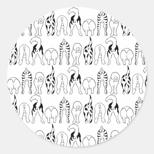 Dog Butts Pattern Ronde Sticker (Voorkant)